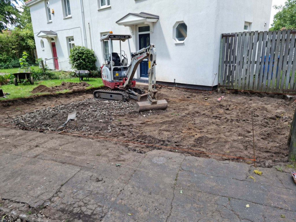 This is a photo of a dig out being carried out by Uckfield Driveways in preparation for a block paving driveway